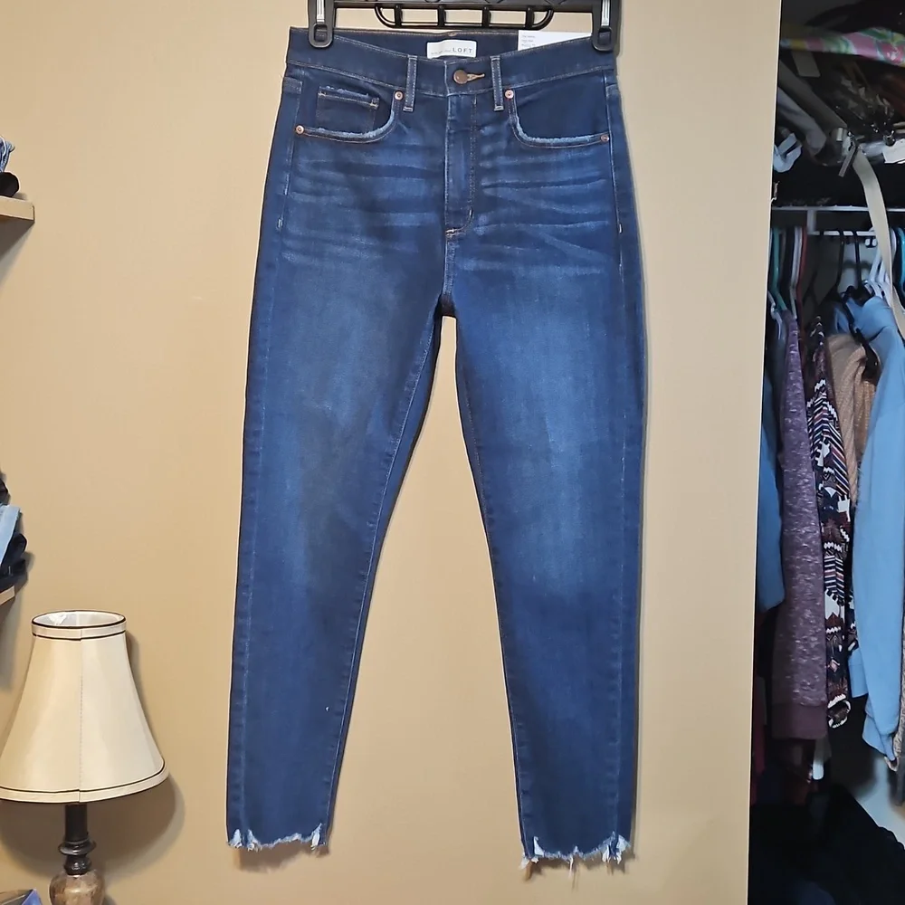 LOFT Dark Blue Skinny Jeans - Picture 2 of 12